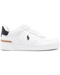 Polo Ralph Lauren - Masters Court Logo-Embroidered Leather Sneakers - Lyst