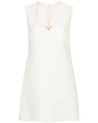 Valentino Garavani - V Gold Crepe Mini Dress - Lyst
