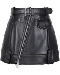 Givenchy - Leren Mini-Rok Met Ceintuur En Rits - Lyst