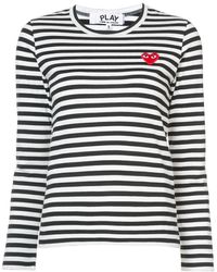 COMME DES GARÇONS PLAY - Logo Striped Cotton T-Shirt - Lyst