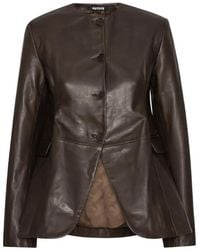 ROTATE BIRGER CHRISTENSEN - Flared Leather Jacket - Lyst