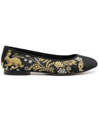 Lanvin - Embroidered-logo Detail Ballerina Shoes - Lyst