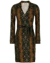Diane von Furstenberg - Janne Snakeskin-Print Mini Dress - Lyst