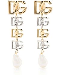 Dolce & Gabbana - Clip-on Earrings With Dg Logo - Lyst