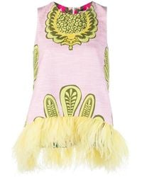 La DoubleJ - La Scala Feather-Trim Blouse - Lyst