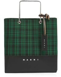 Marni - Checked Twill Shopper With Metal Handles - Lyst