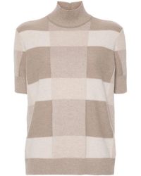Emporio Armani - Mock-Neck Check-Pattern Sweater - Lyst