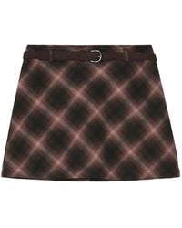 B+ AB - Check-Pattern Belted Mini Skirt - Lyst