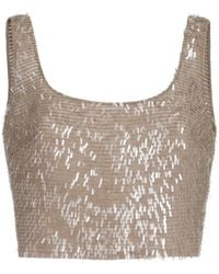 Brunello Cucinelli - Cascade-Embroidery Cropped Top - Lyst