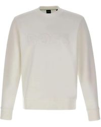 BOSS - Logo Ribbed Crew-Neck Sweatshirt - Lyst