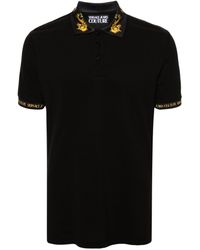 Versace - Katoenen Poloshirt Met Barocco Afwerking - Lyst