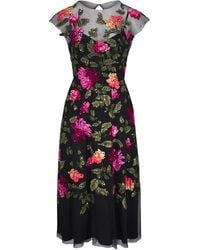 Carolina Herrera - Floral-Embroidery Tulle Midi Dress - Lyst