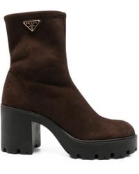 Prada - Bottines À Plaque Logo - Lyst