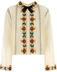 Bode - Camisa con bordado floral - Lyst