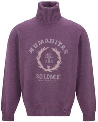 Brunello Cucinelli - Maglione A Collo Alto Con Logo - Lyst
