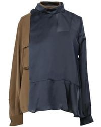 Sacai - Panelled Ruffled Blouse - Lyst