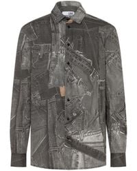 Love Moschino - Trompe-L'Oeil Denim-Print Shirt - Lyst
