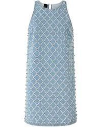 Pinko - Sleeveless Denim Dress With Rhinestones - Lyst