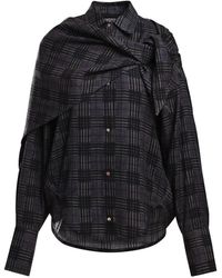 Essentiel Antwerp - Kiss Checked Scarf-Detail Shirt - Lyst