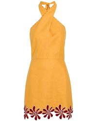 Cala De La Cruz - Veneta Floral-Appliqué Halterneck Mini Dress - Lyst