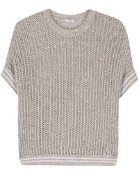 Peserico - Sequined Open-knit Jumper - Lyst