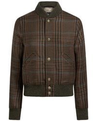 Etro - Wool Bomber Jacket With Peacock Embroidery And Prince Of Wales Motif - Lyst