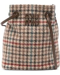 Miu Miu - Checked Logo-Appliqué Cross Body Bag - Lyst
