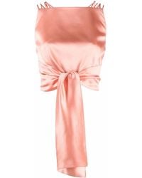 Alberta Ferretti - Tie-Front Silk-Satin Top - Lyst