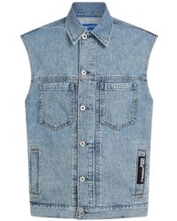 KARL LAGERFELD - Veste Sans Manches En Jean Délavé - Lyst