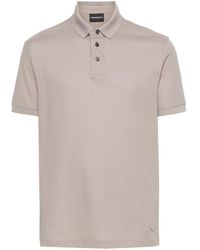 Emporio Armani - Patterned-jacquard Cotton Polo Shirt - Lyst