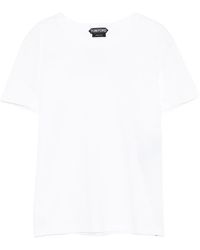 Tom Ford - Cotton T-Shirt With Tf Logo Embroidery - Lyst