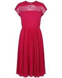 Valentino Garavani - Lace-Panel Pleated Midi Dress - Lyst