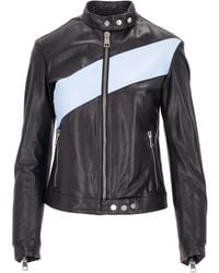 LA ROSE - Colour-Block Leather Biker Jacket - Lyst