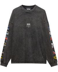 MSGM - Printed Long-Sleeve T-Shirt - Lyst