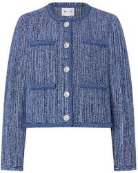 MILLY - Shayne Pinstripe Cardigan - Lyst