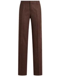 Etro - Straight-Leg Wool Trousers With Pheasant Feathers And Micro Houndstooth Motif - Lyst