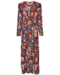 blue floral dress long Blue floral Wrap Dress for Women