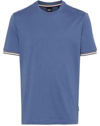 BOSS - Stripe-detail Cotton T-shirt - Lyst
