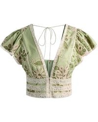 Alice + Olivia - Keeley Flutter-Sleeve Blouse - Lyst
