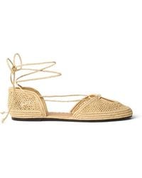 Odissi - Lima Lace-Up Raffia Ballet Flats - Lyst
