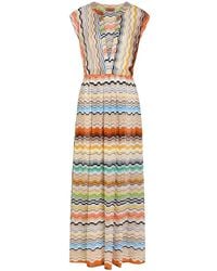 Missoni - Zigzag-Knit V-Neck Maxi Dress - Lyst