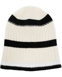 Barrie - Textured Stripes Cashmere Beanie Hat - Lyst