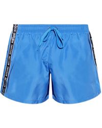 Moschino - Logo-Tape Swim Shorts - Lyst