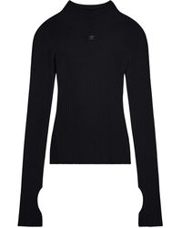 Courreges - Gerippter Pullover Mit Logo-Stickerei - Lyst