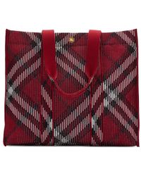Burberry - Geruite Gebreide Medium Shopper - Lyst