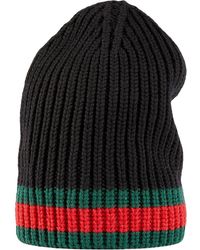 Gucci Wool Hat With Web - Zwart