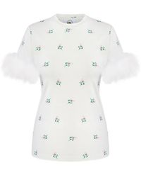 Sleeper - Feather-Trim T-Shirt - Lyst