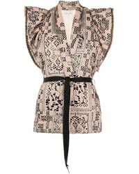forte_forte - Abstract Pattern Short-Sleeved Jacket - Lyst
