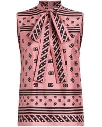 Dolce & Gabbana - Bluse mit Logo-Print - Lyst