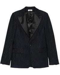Pence - Lil Satin-Lapel Denim Blazer - Lyst